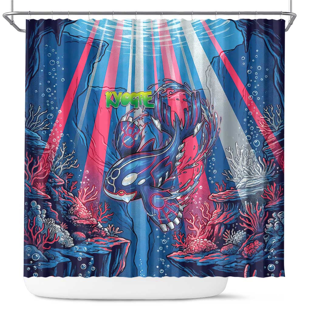 Kyogre Alpha Shower Curtain Neon Deep Sea Coral Art