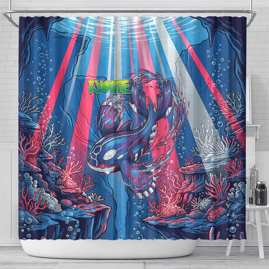 Kyogre Alpha Shower Curtain Neon Deep Sea Coral Art