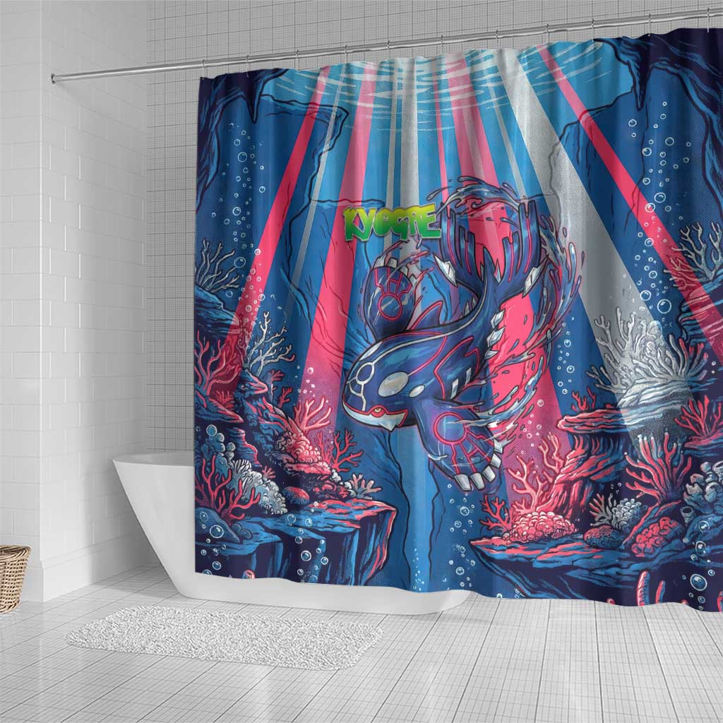 Kyogre Alpha Shower Curtain Neon Deep Sea Coral Art
