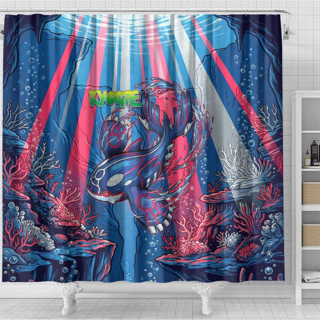Kyogre Alpha Shower Curtain Neon Deep Sea Coral Art