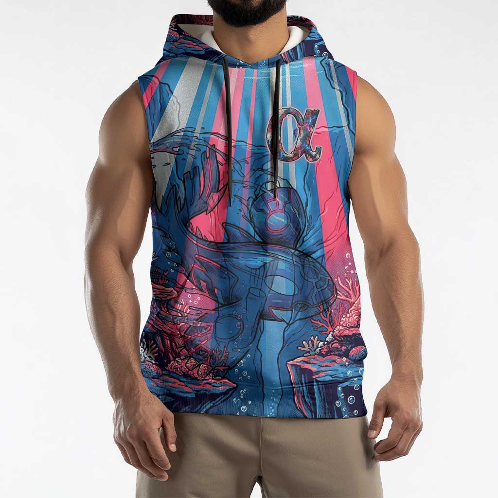 Kyogre Alpha Sleeveless Hoodie Neon Deep Sea Coral Art