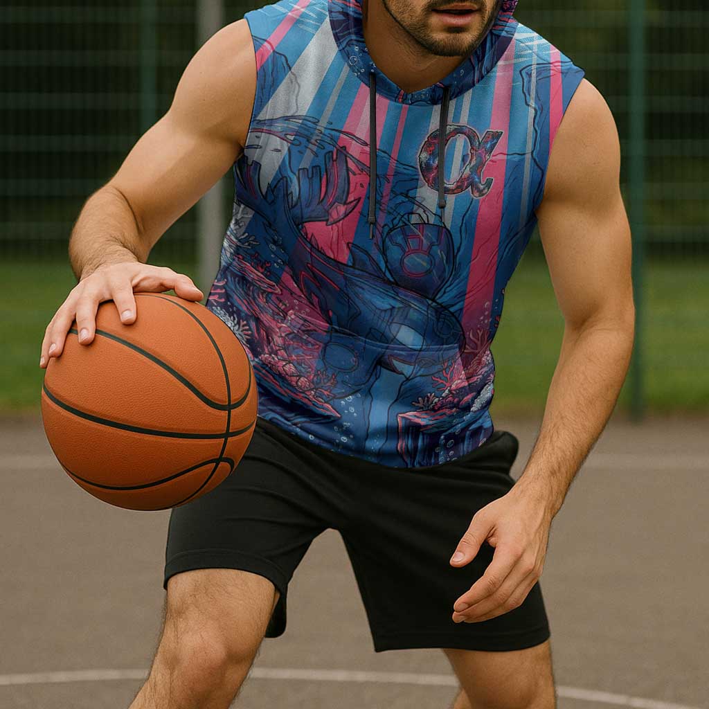 Kyogre Alpha Sleeveless Hoodie Neon Deep Sea Coral Art