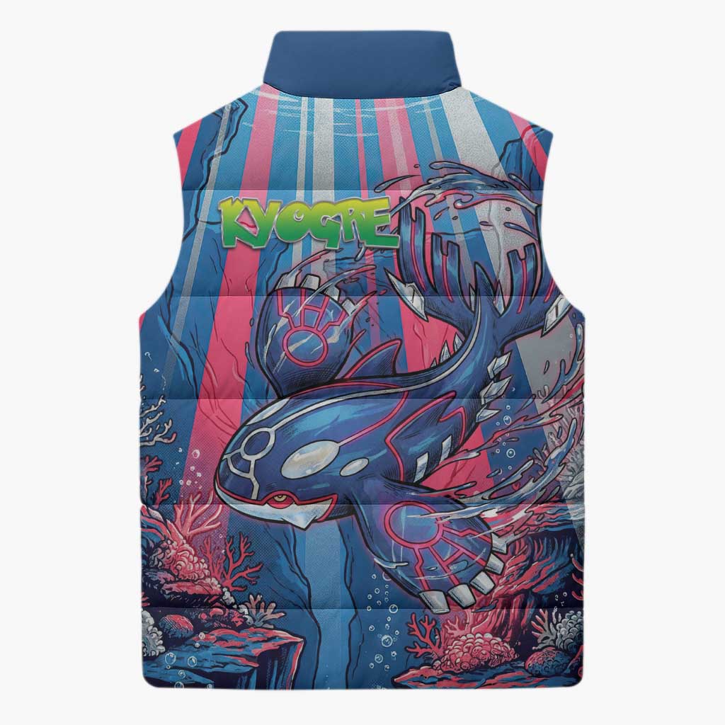 Kyogre Alpha Sleeveless Puffer Jacket Neon Deep Sea Coral Art