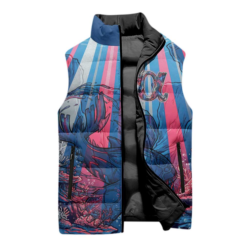 Kyogre Alpha Sleeveless Puffer Jacket Neon Deep Sea Coral Art