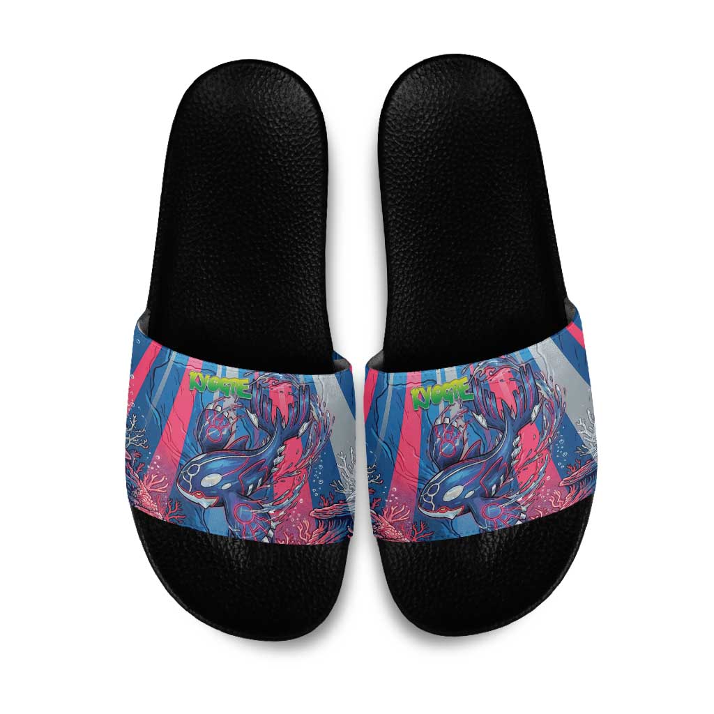 Kyogre Alpha Slide Sandals Neon Deep Sea Coral Art