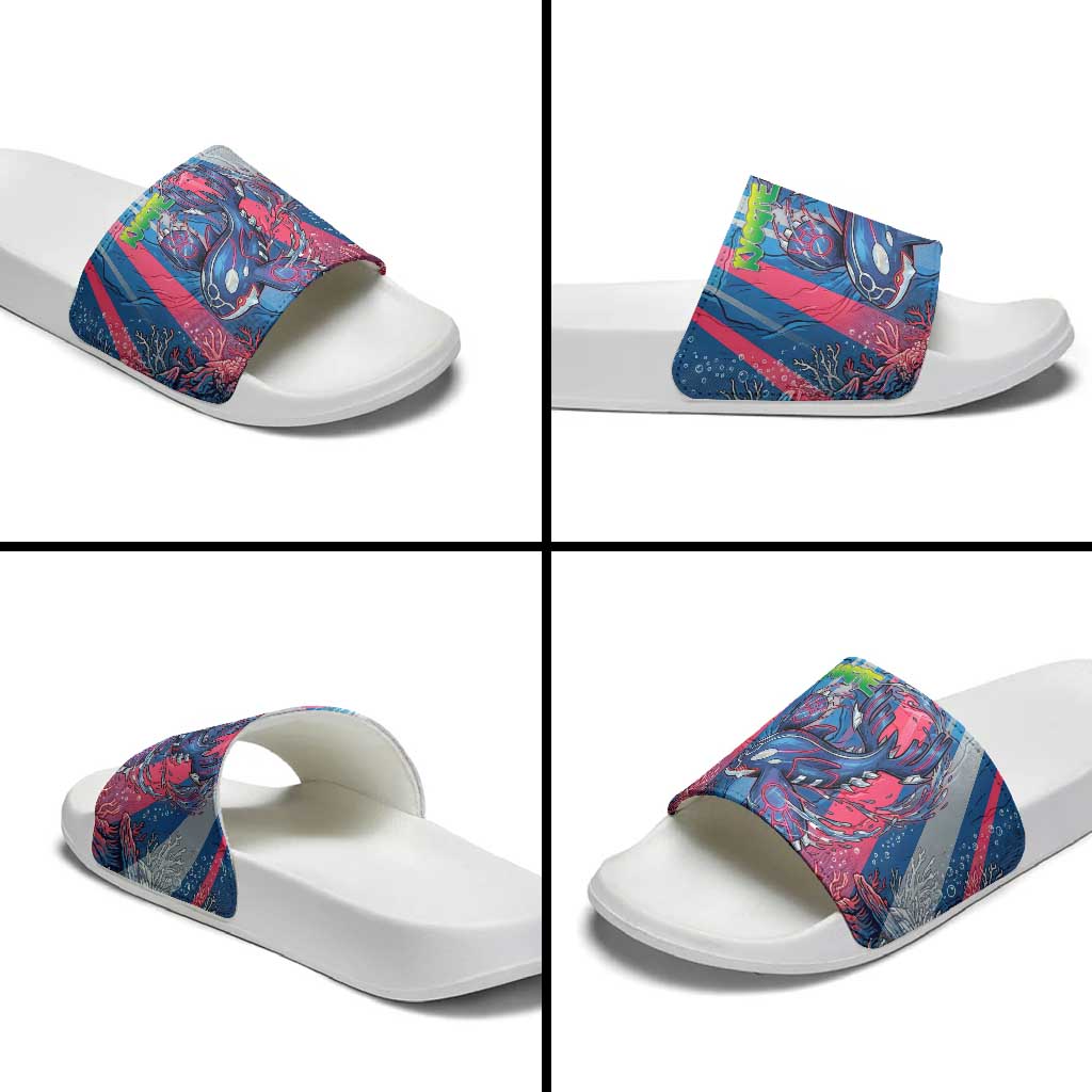 Kyogre Alpha Slide Sandals Neon Deep Sea Coral Art