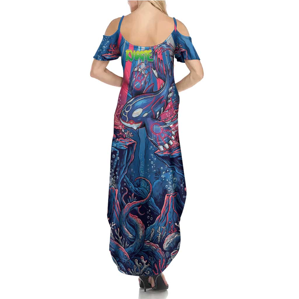 Kyogre Alpha Summer Maxi Dress Neon Deep Sea Coral Art