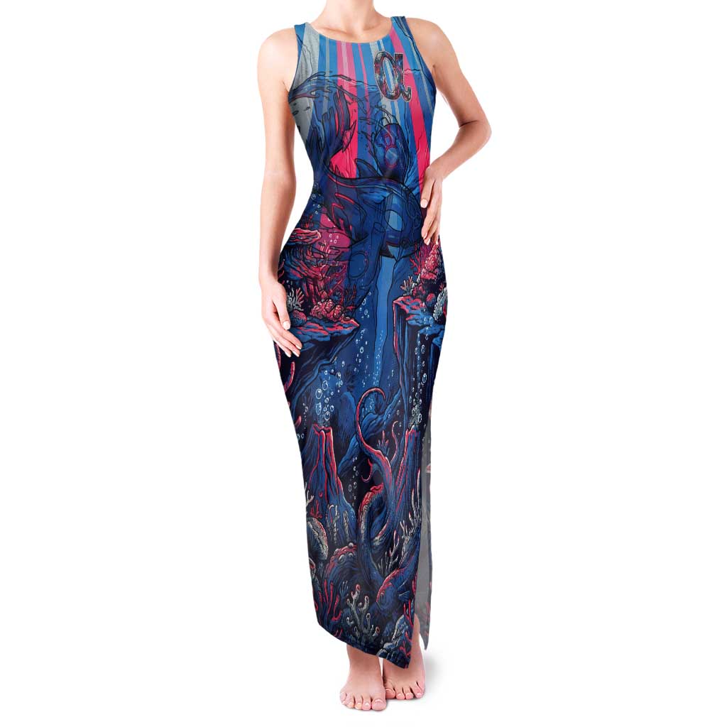 Kyogre Alpha Tank Maxi Dress Neon Deep Sea Coral Art