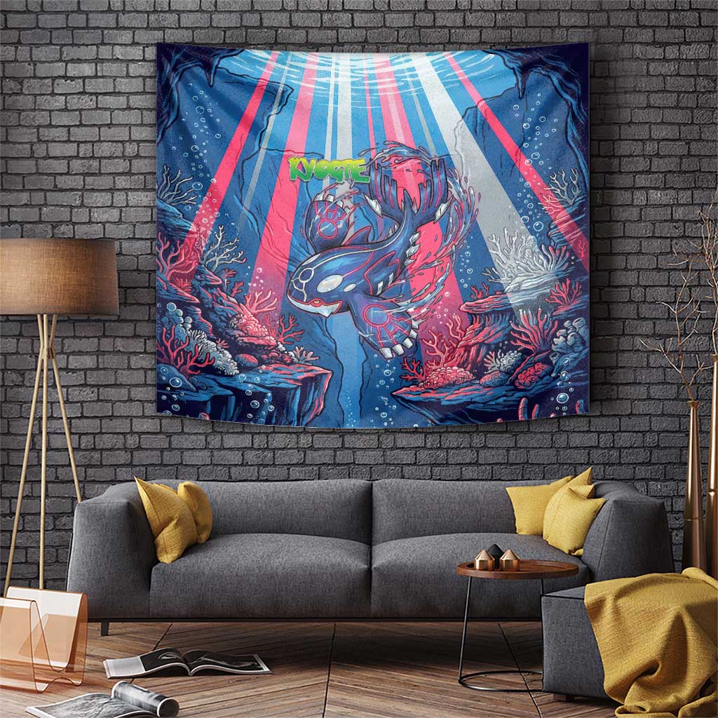 Kyogre Alpha Tapestry Neon Deep Sea Coral Art