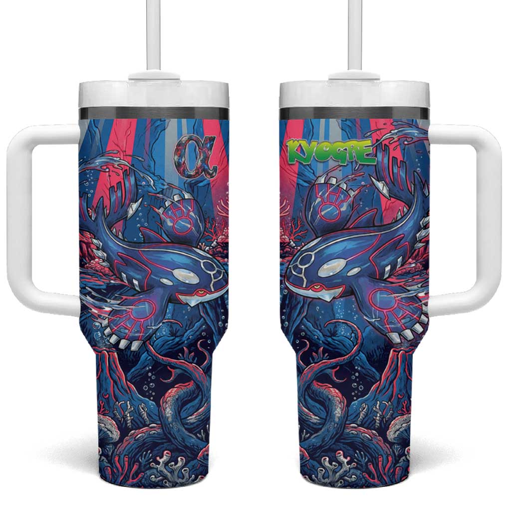 Kyogre Alpha Tumbler With Handle Neon Deep Sea Coral Art