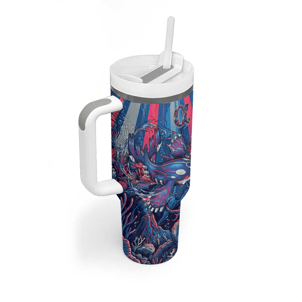 Kyogre Alpha Tumbler With Handle Neon Deep Sea Coral Art