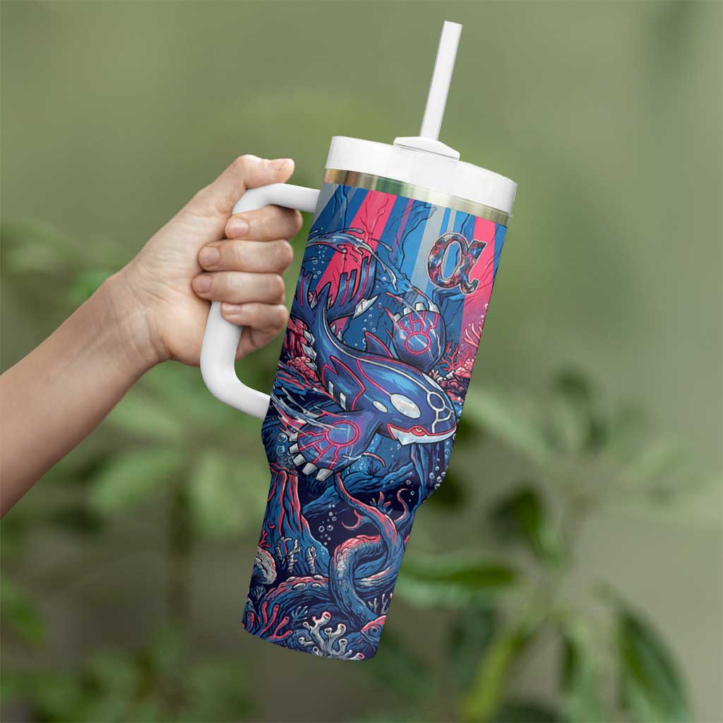 Kyogre Alpha Tumbler With Handle Neon Deep Sea Coral Art