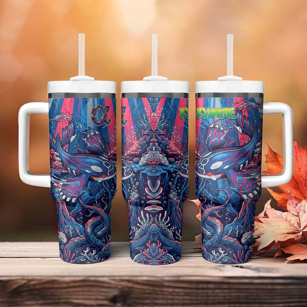 Kyogre Alpha Tumbler With Handle Neon Deep Sea Coral Art
