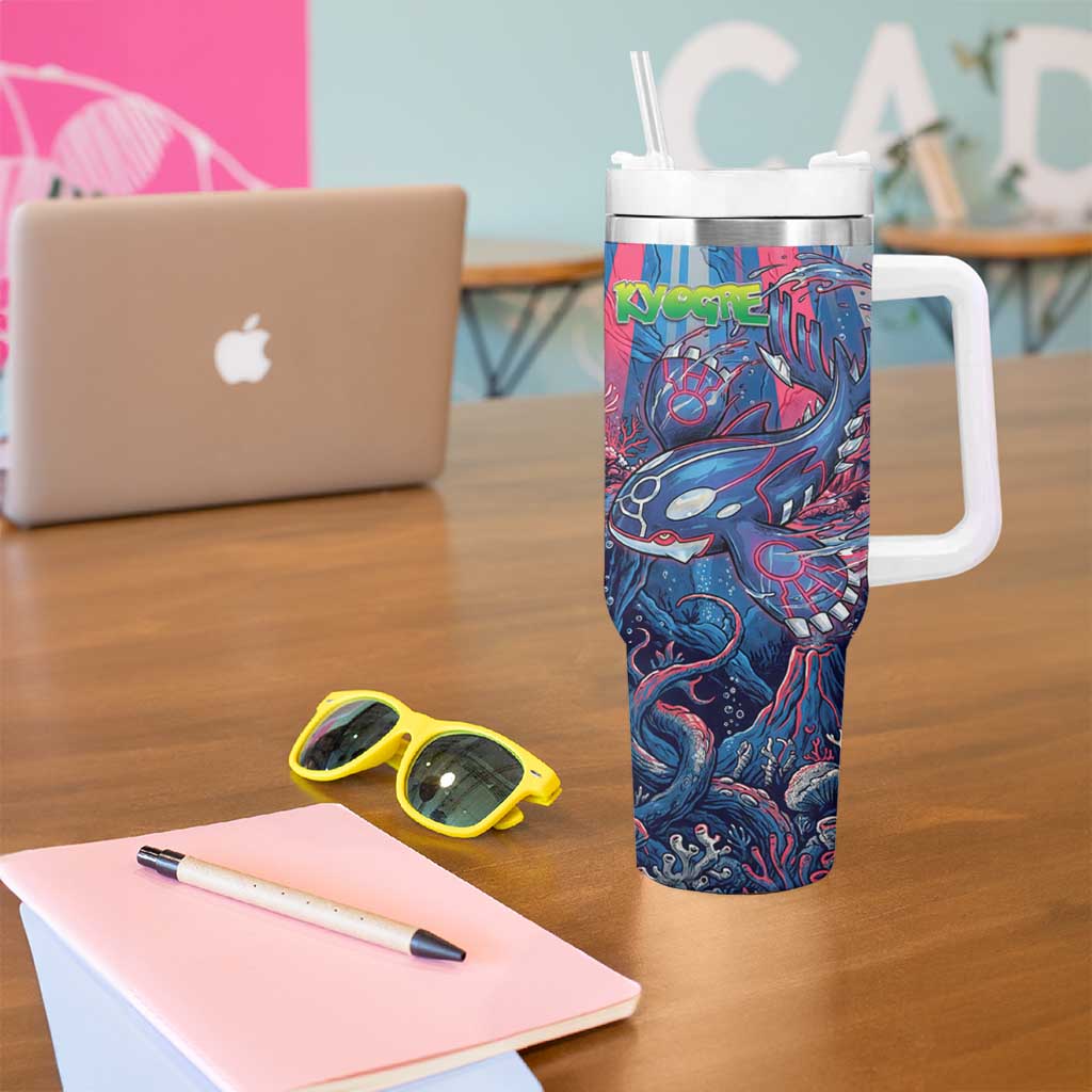 Kyogre Alpha Tumbler With Handle Neon Deep Sea Coral Art