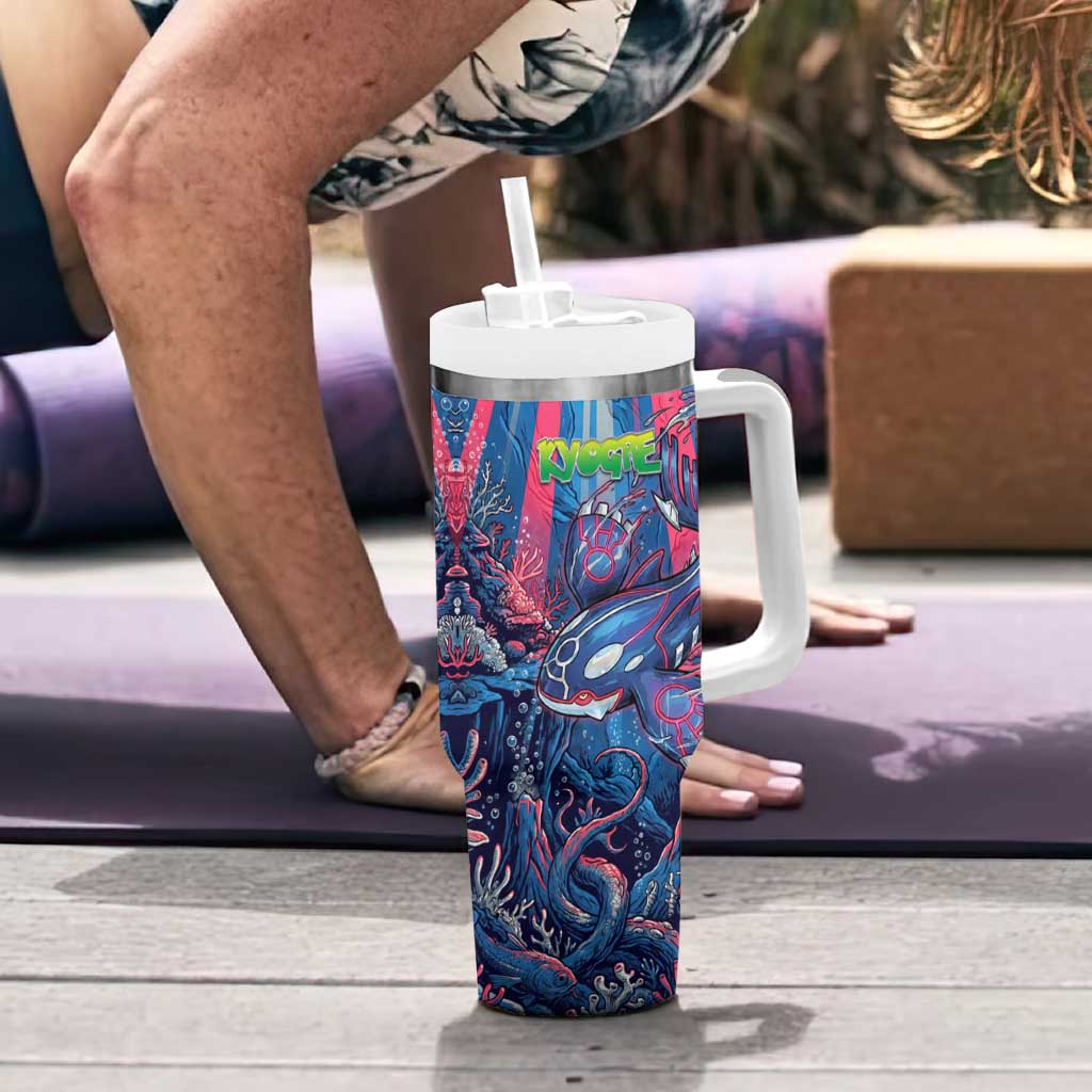 Kyogre Alpha Tumbler With Handle Neon Deep Sea Coral Art