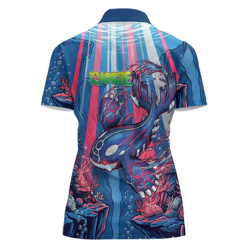 Kyogre Alpha Women Polo Shirt Neon Deep Sea Coral Art