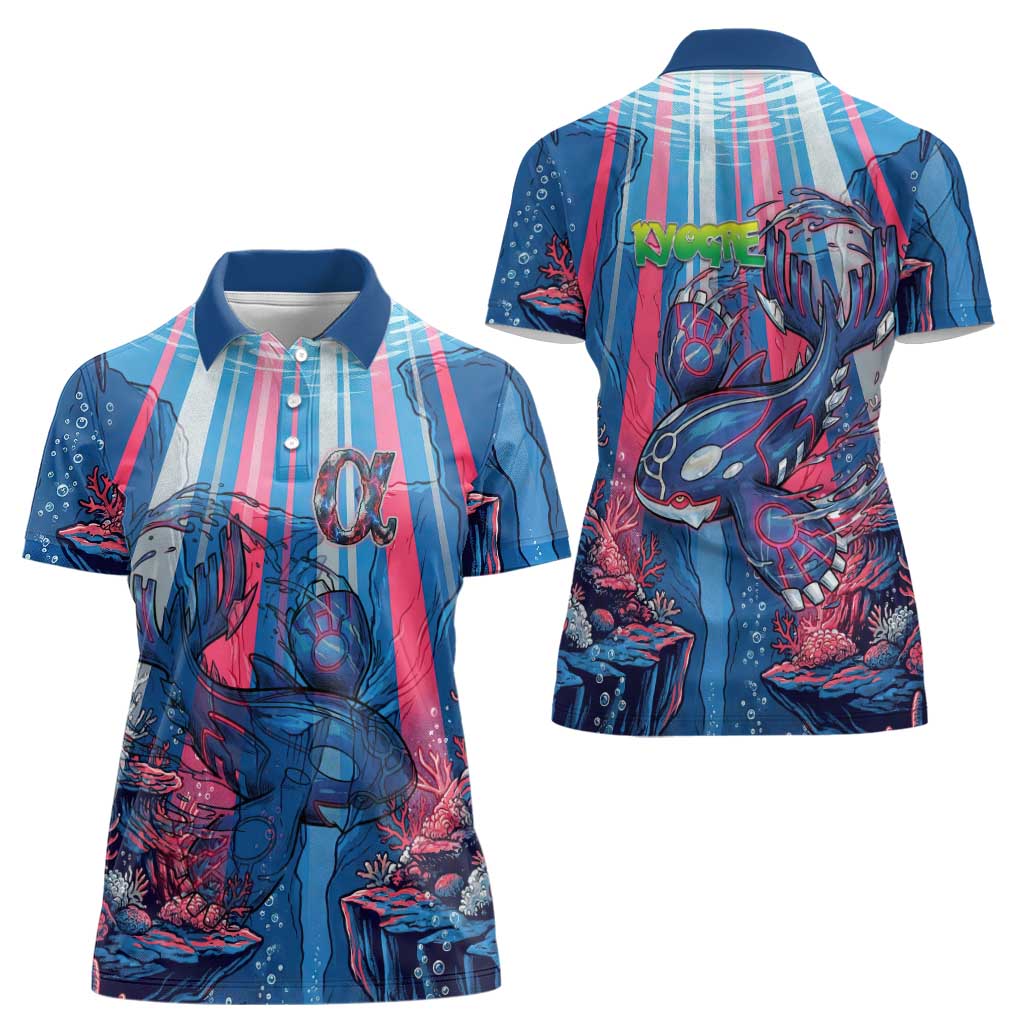 Kyogre Alpha Women Polo Shirt Neon Deep Sea Coral Art