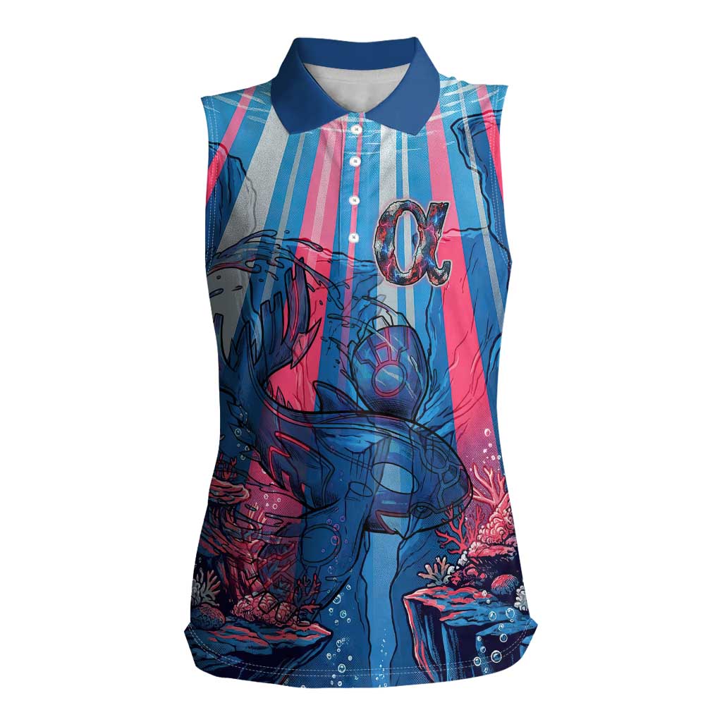 Kyogre Alpha Women Sleeveless Polo Shirt Neon Deep Sea Coral Art