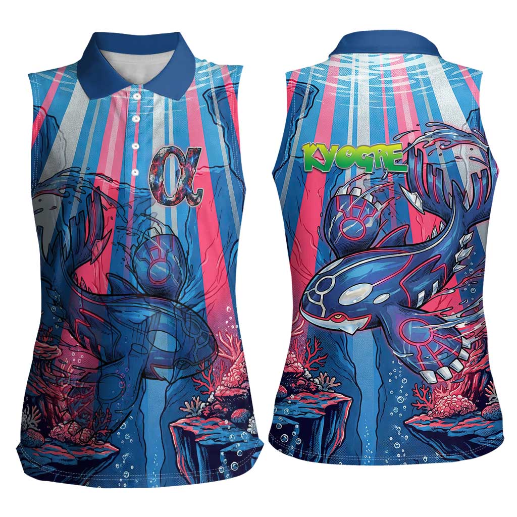 Kyogre Alpha Women Sleeveless Polo Shirt Neon Deep Sea Coral Art