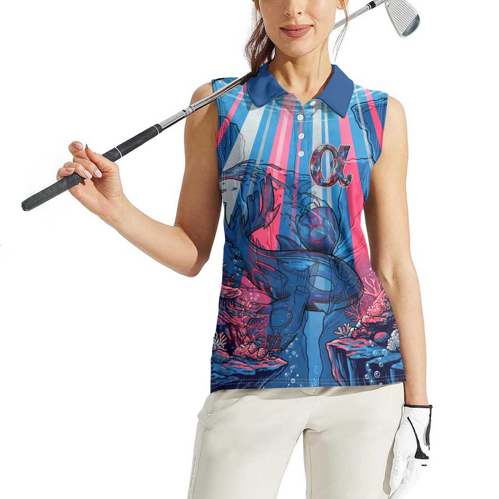 Kyogre Alpha Women Sleeveless Polo Shirt Neon Deep Sea Coral Art