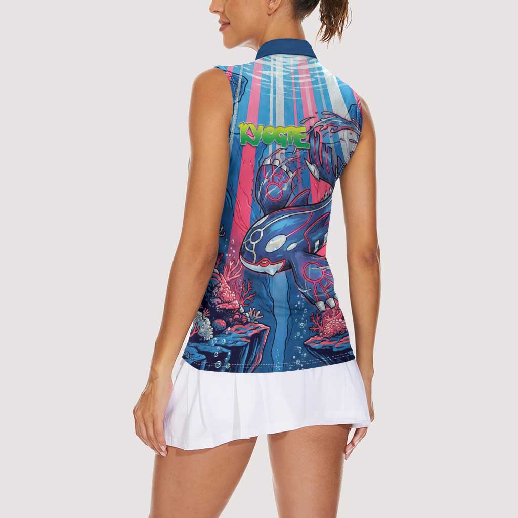 Kyogre Alpha Women Sleeveless Polo Shirt Neon Deep Sea Coral Art