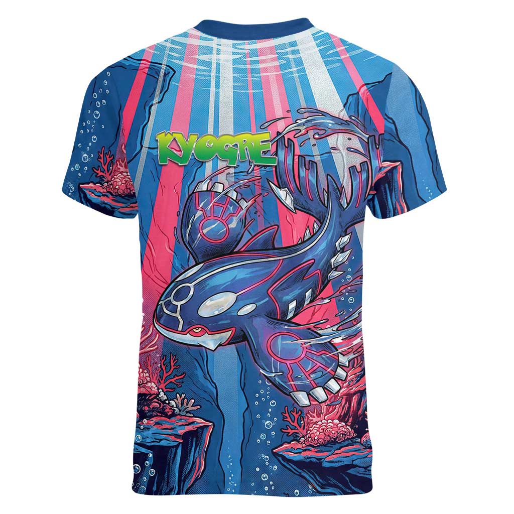 Kyogre Alpha Women V-Neck T-Shirt Neon Deep Sea Coral Art