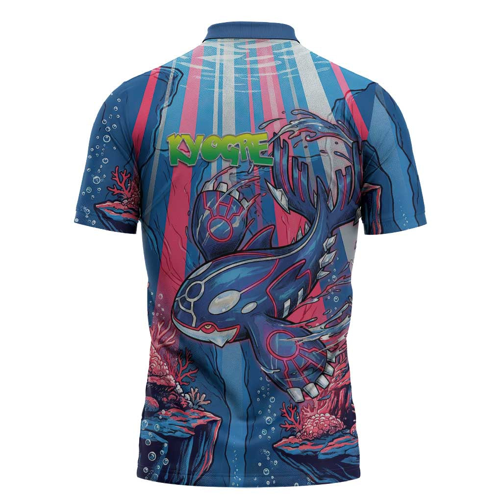 Kyogre Alpha Zipper Polo Shirt Neon Deep Sea Coral Art