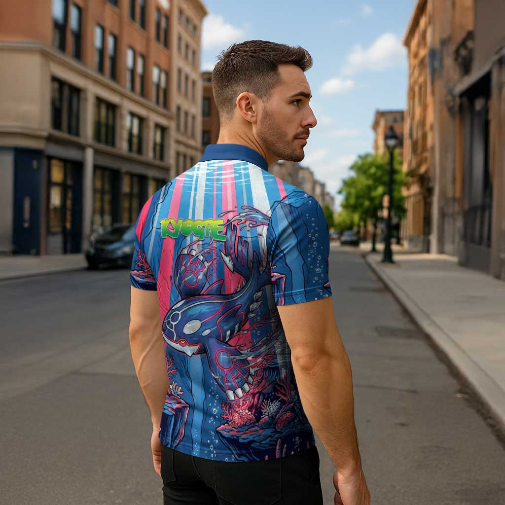 Kyogre Alpha Zipper Polo Shirt Neon Deep Sea Coral Art