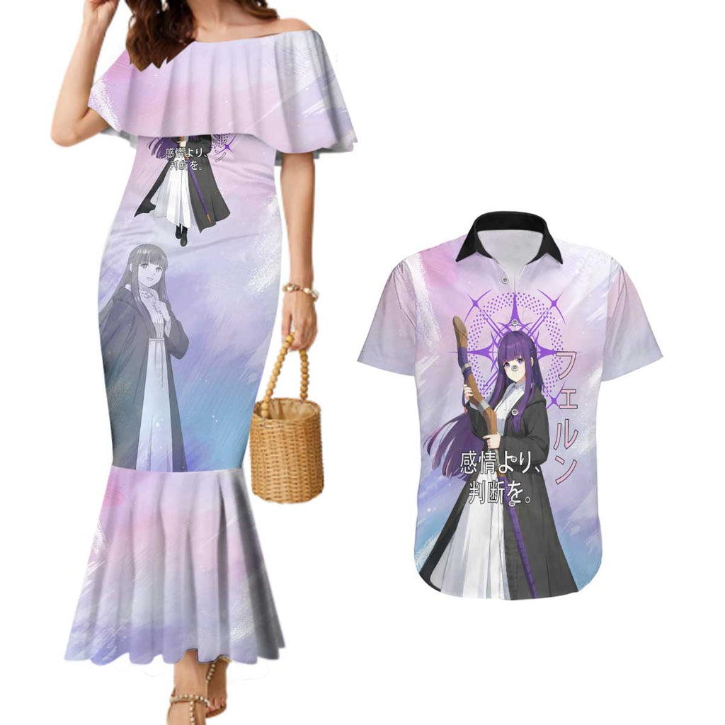 Fern Frieren Beyond Journey’s End Couples Matching Mermaid Dress and Hawaiian Shirt Anime Pastel Aesthetic