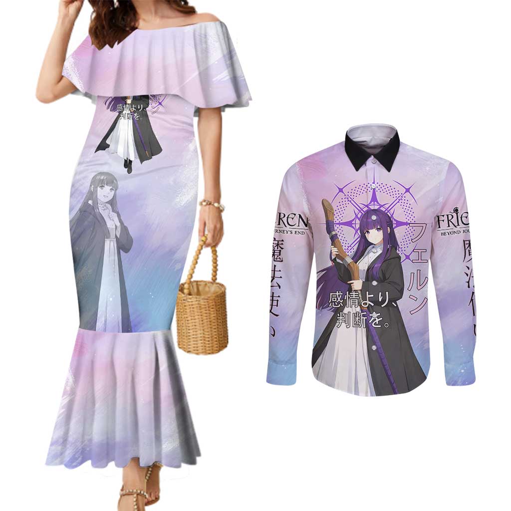 Fern Frieren Beyond Journey’s End Couples Matching Mermaid Dress and Long Sleeve Button Shirt Anime Pastel Aesthetic