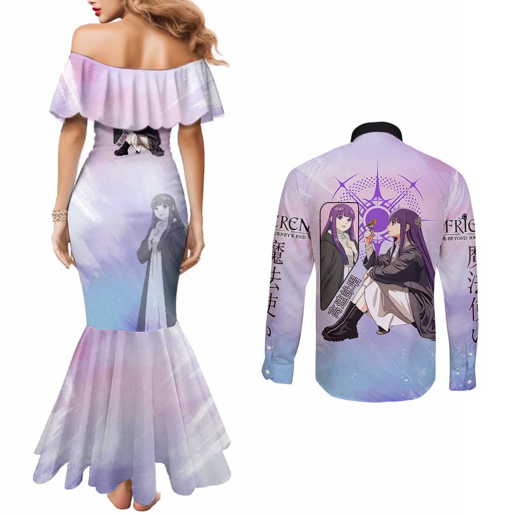 Fern Frieren Beyond Journey’s End Couples Matching Mermaid Dress and Long Sleeve Button Shirt Anime Pastel Aesthetic