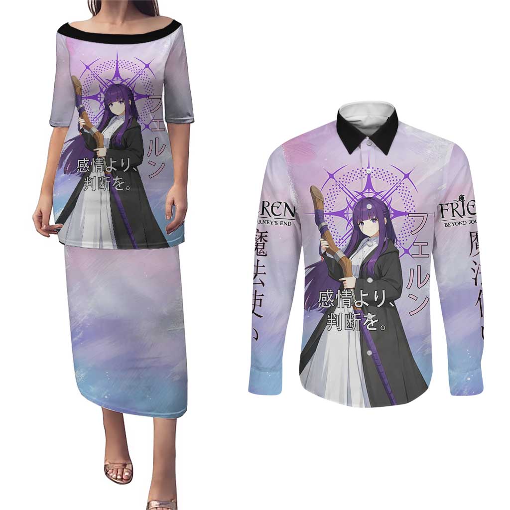 Fern Frieren Beyond Journey’s End Couples Matching Puletasi and Long Sleeve Button Shirt Anime Pastel Aesthetic