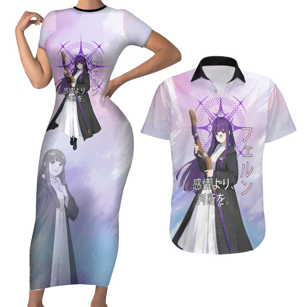 Fern Frieren Beyond Journey’s End Couples Matching Short Sleeve Bodycon Dress and Hawaiian Shirt Anime Pastel Aesthetic