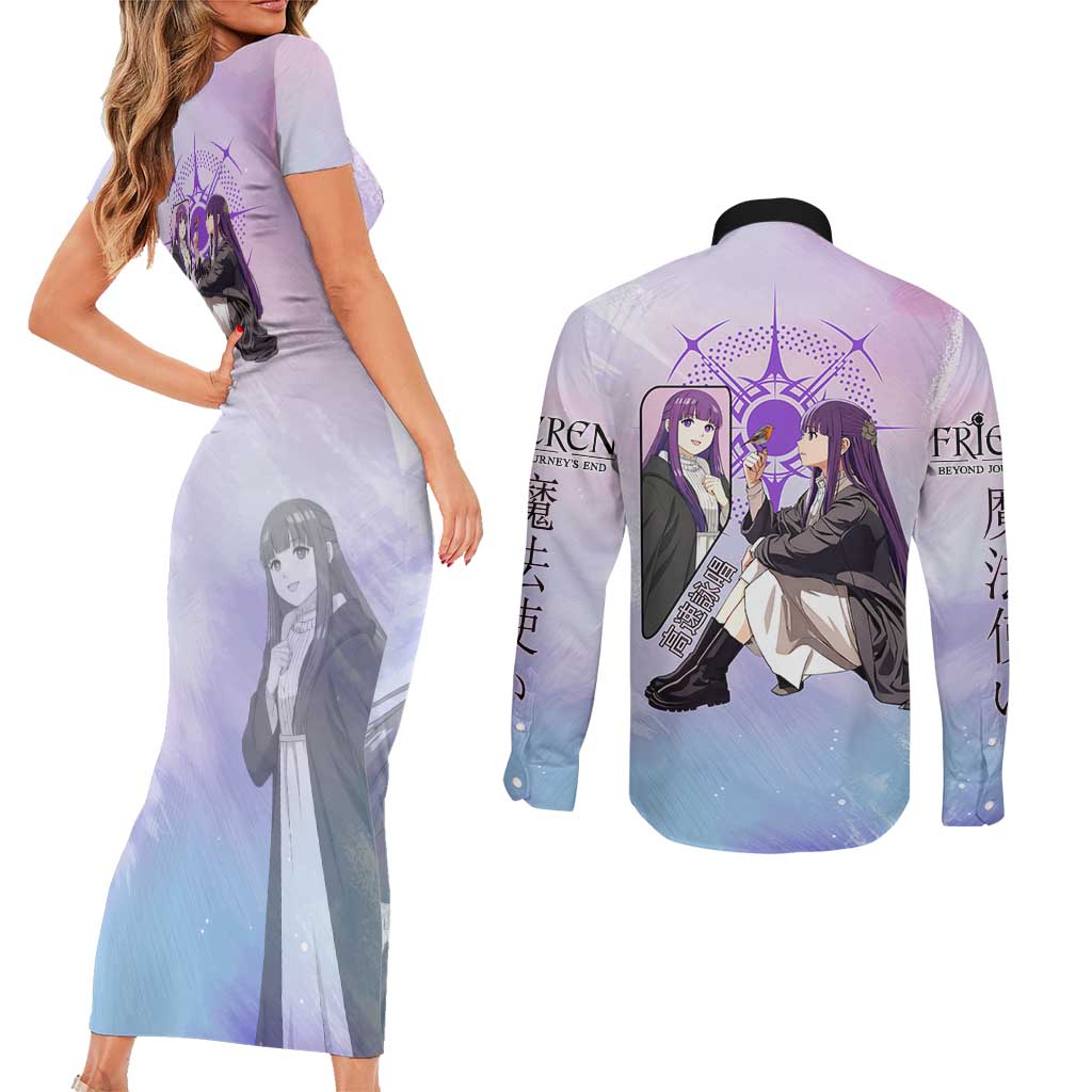 Fern Frieren Beyond Journey’s End Couples Matching Short Sleeve Bodycon Dress and Long Sleeve Button Shirt Anime Pastel Aesthetic