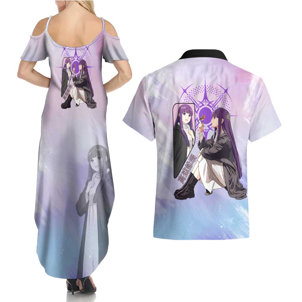 Fern Frieren Beyond Journey’s End Couples Matching Summer Maxi Dress and Hawaiian Shirt Anime Pastel Aesthetic
