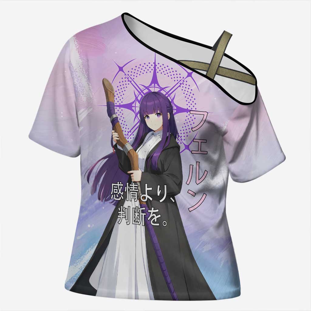 Fern Frieren Beyond Journey’s End Cross Shoulder Shirt Anime Pastel Aesthetic
