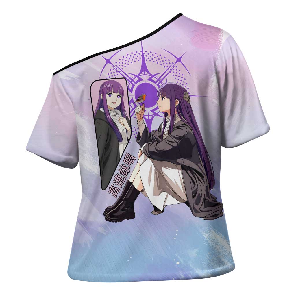 Fern Frieren Beyond Journey’s End Cross Shoulder Shirt Anime Pastel Aesthetic