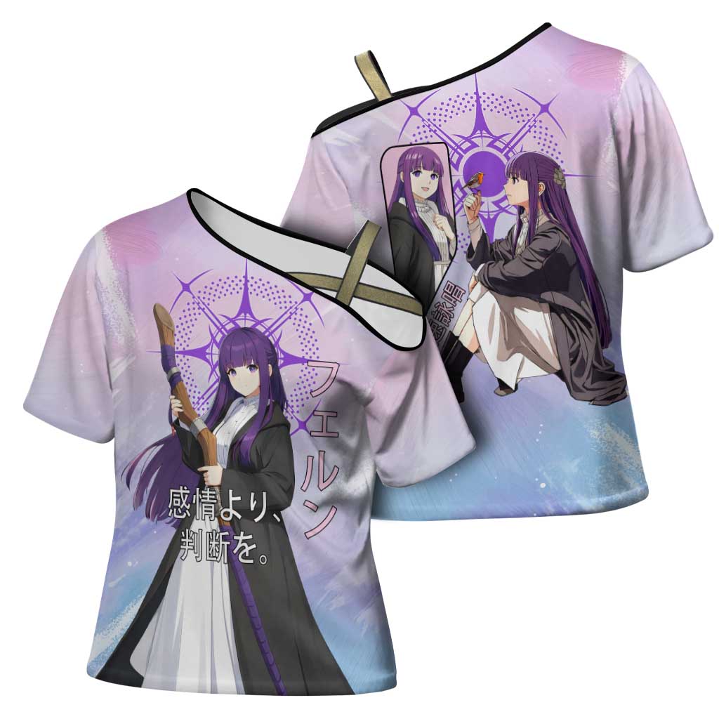 Fern Frieren Beyond Journey’s End Cross Shoulder Shirt Anime Pastel Aesthetic