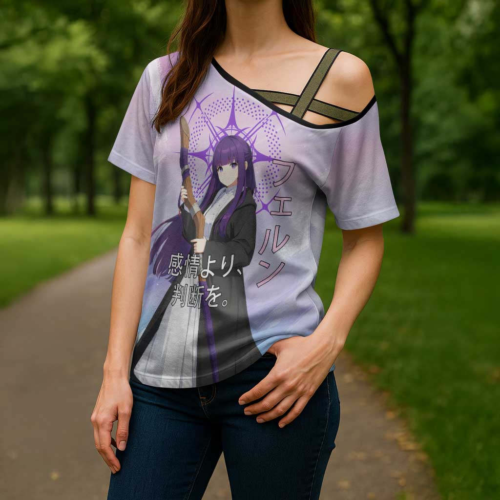 Fern Frieren Beyond Journey’s End Cross Shoulder Shirt Anime Pastel Aesthetic