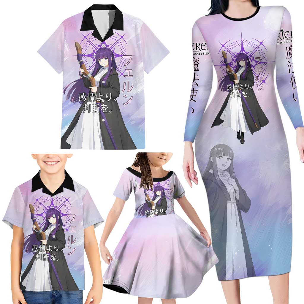 Fern Frieren Beyond Journey’s End Family Matching Long Sleeve Bodycon Dress and Hawaiian Shirt Anime Pastel Aesthetic