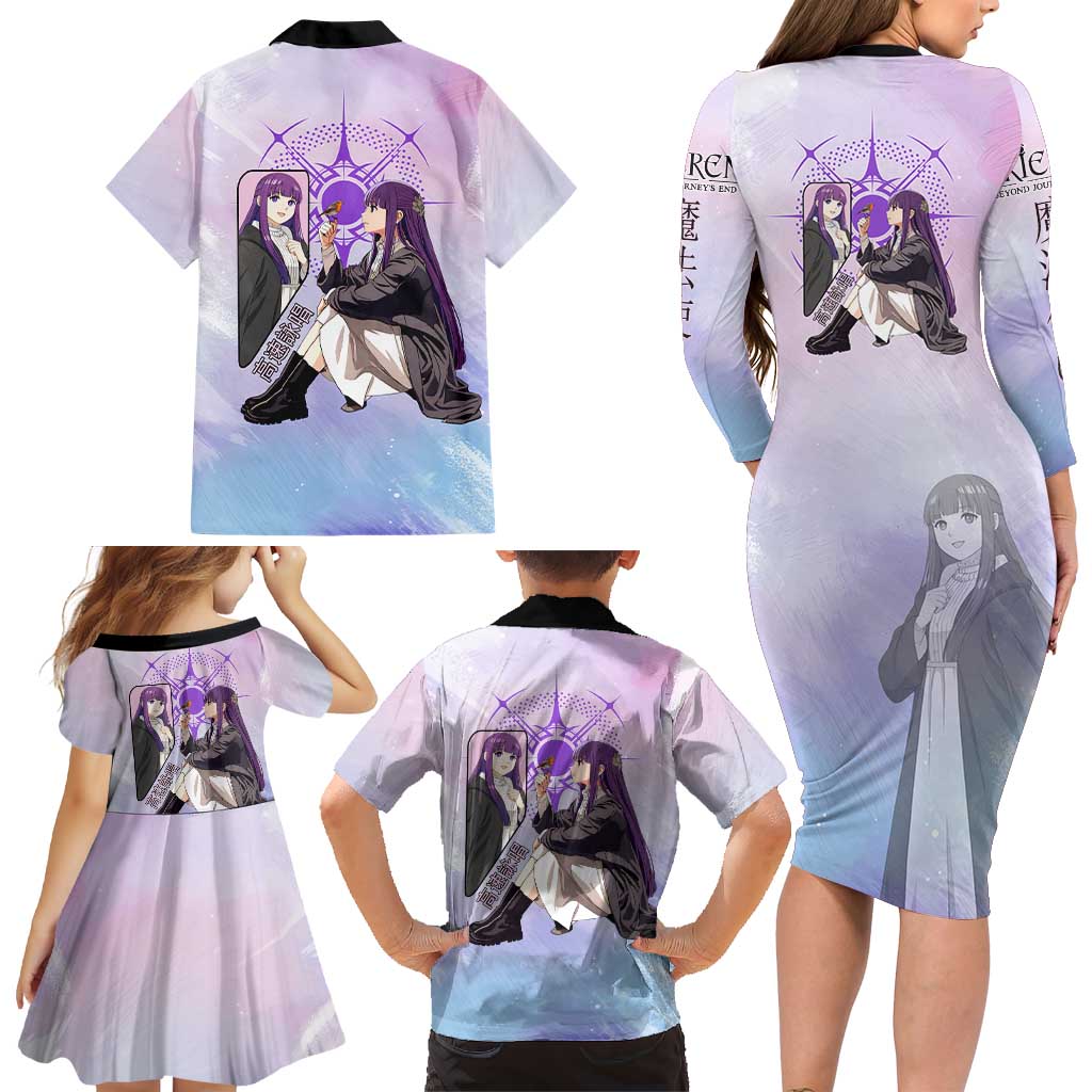 Fern Frieren Beyond Journey’s End Family Matching Long Sleeve Bodycon Dress and Hawaiian Shirt Anime Pastel Aesthetic