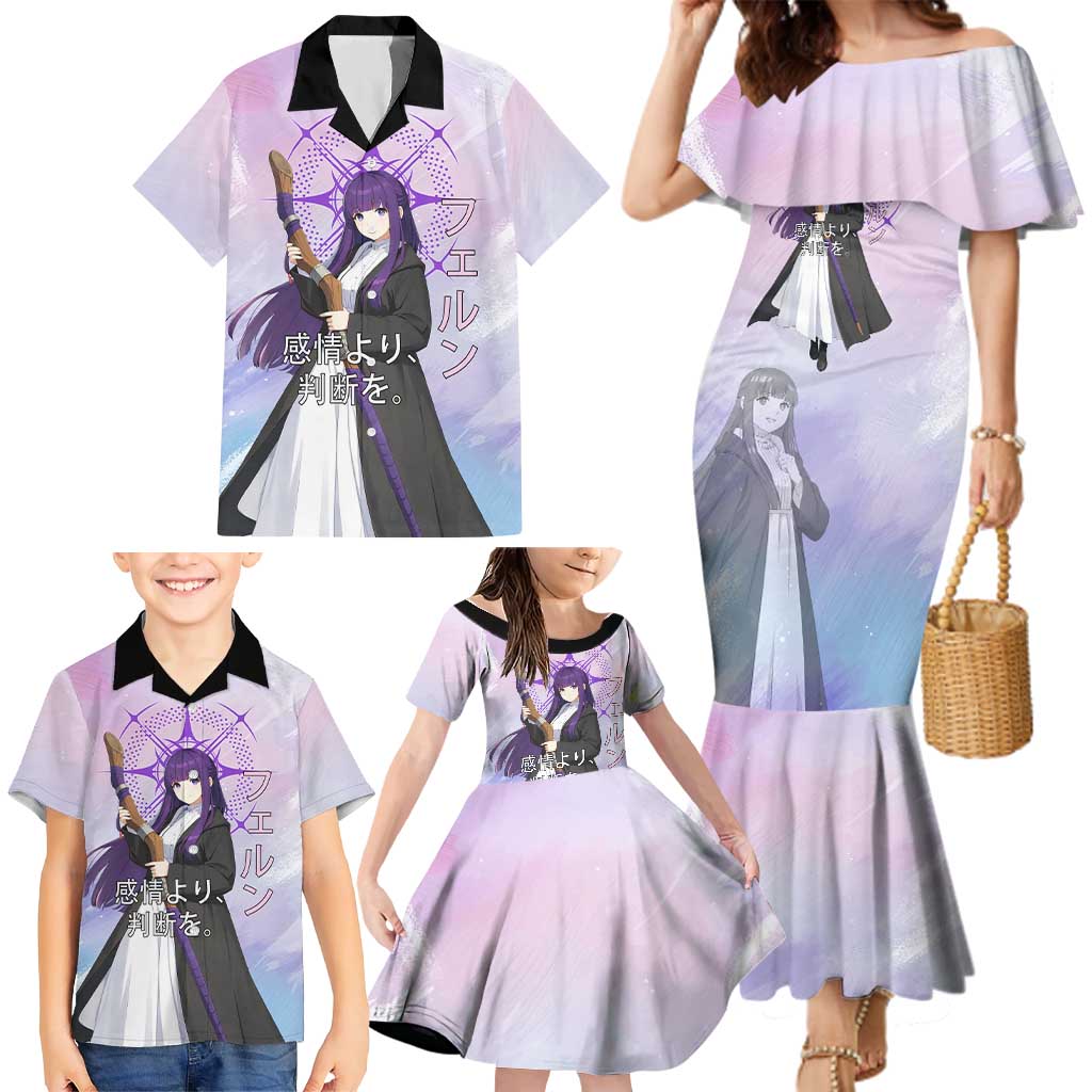 Fern Frieren Beyond Journey’s End Family Matching Mermaid Dress and Hawaiian Shirt Anime Pastel Aesthetic
