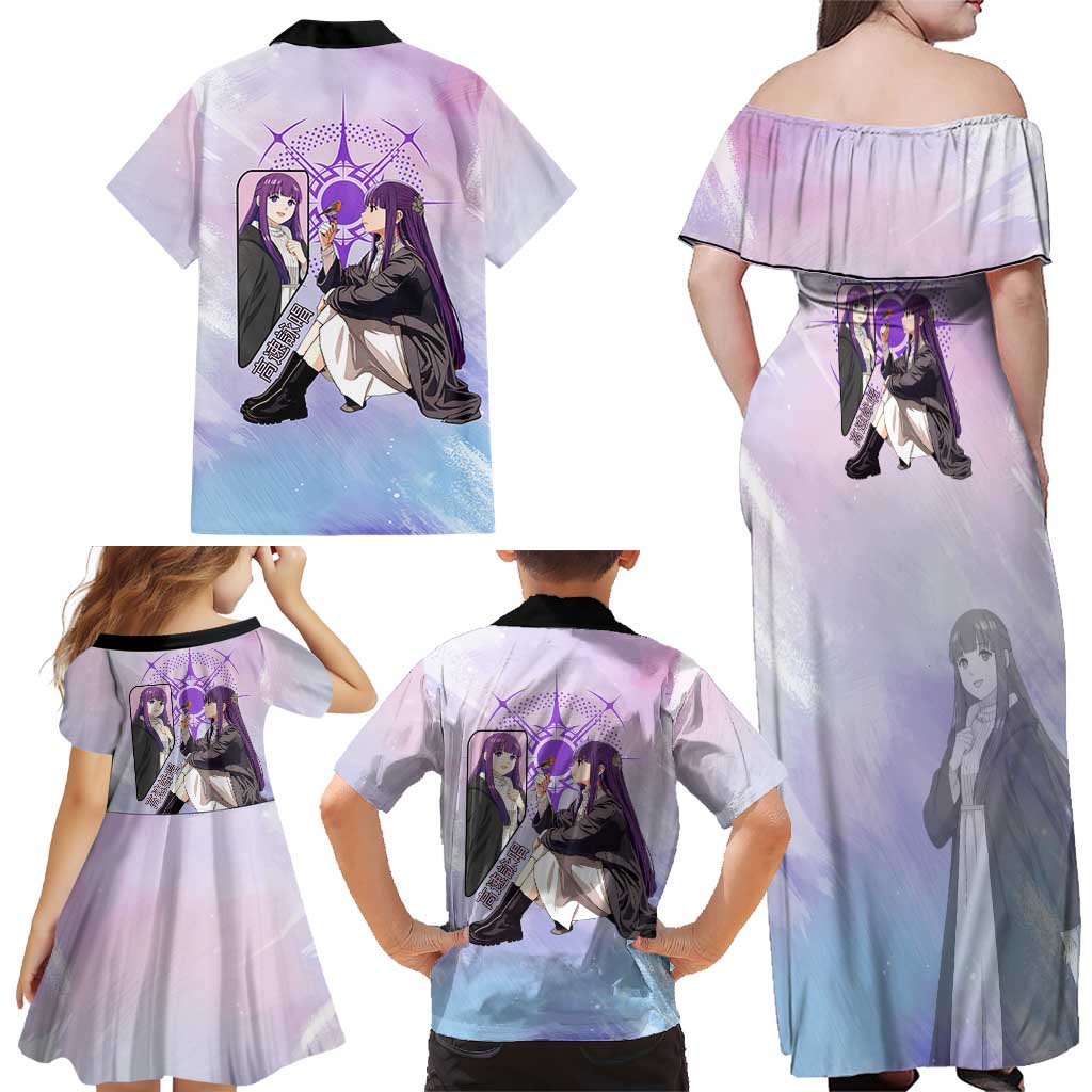 Fern Frieren Beyond Journey’s End Family Matching Off Shoulder Maxi Dress and Hawaiian Shirt Anime Pastel Aesthetic