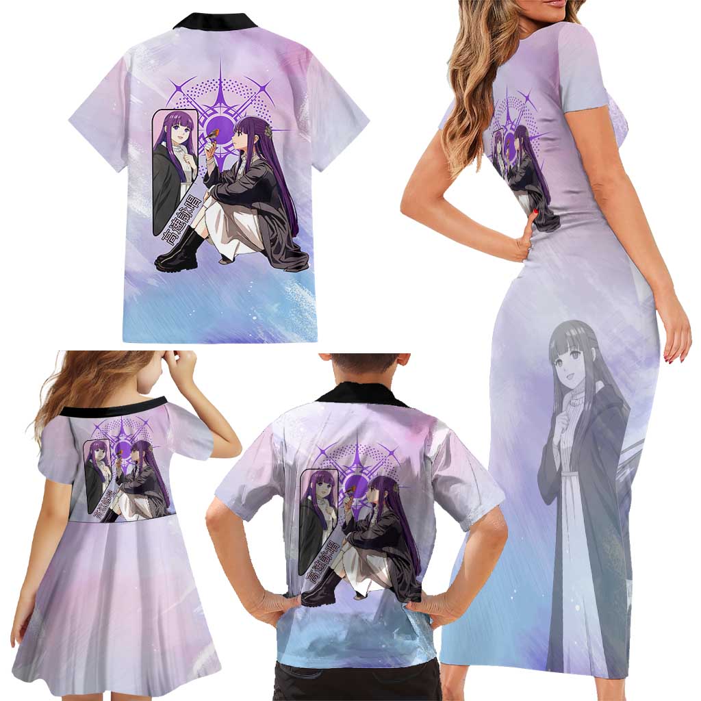 Fern Frieren Beyond Journey’s End Family Matching Short Sleeve Bodycon Dress and Hawaiian Shirt Anime Pastel Aesthetic