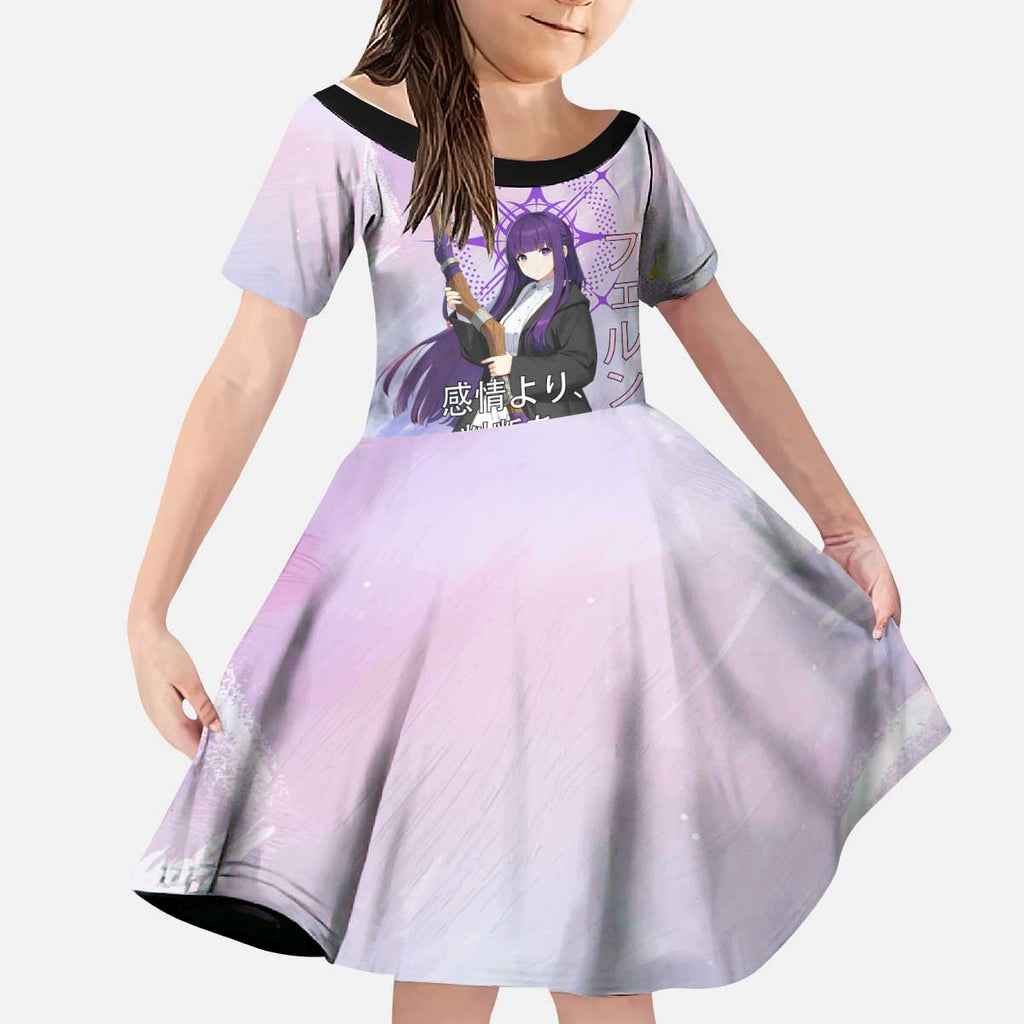 Fern Frieren Beyond Journey’s End Kid Short Sleeve Dress Anime Pastel Aesthetic