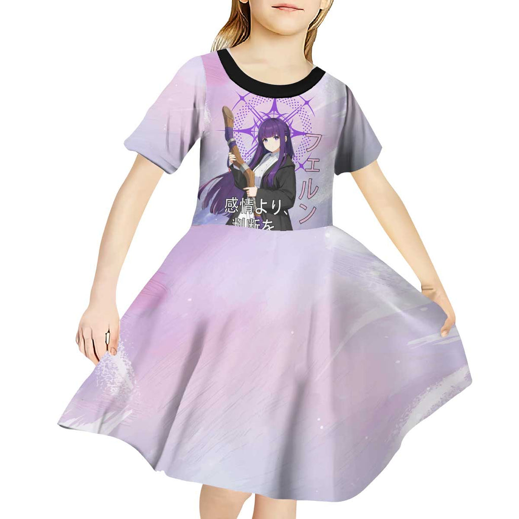 Fern Frieren Beyond Journey’s End Kid Short Sleeve Dress Anime Pastel Aesthetic