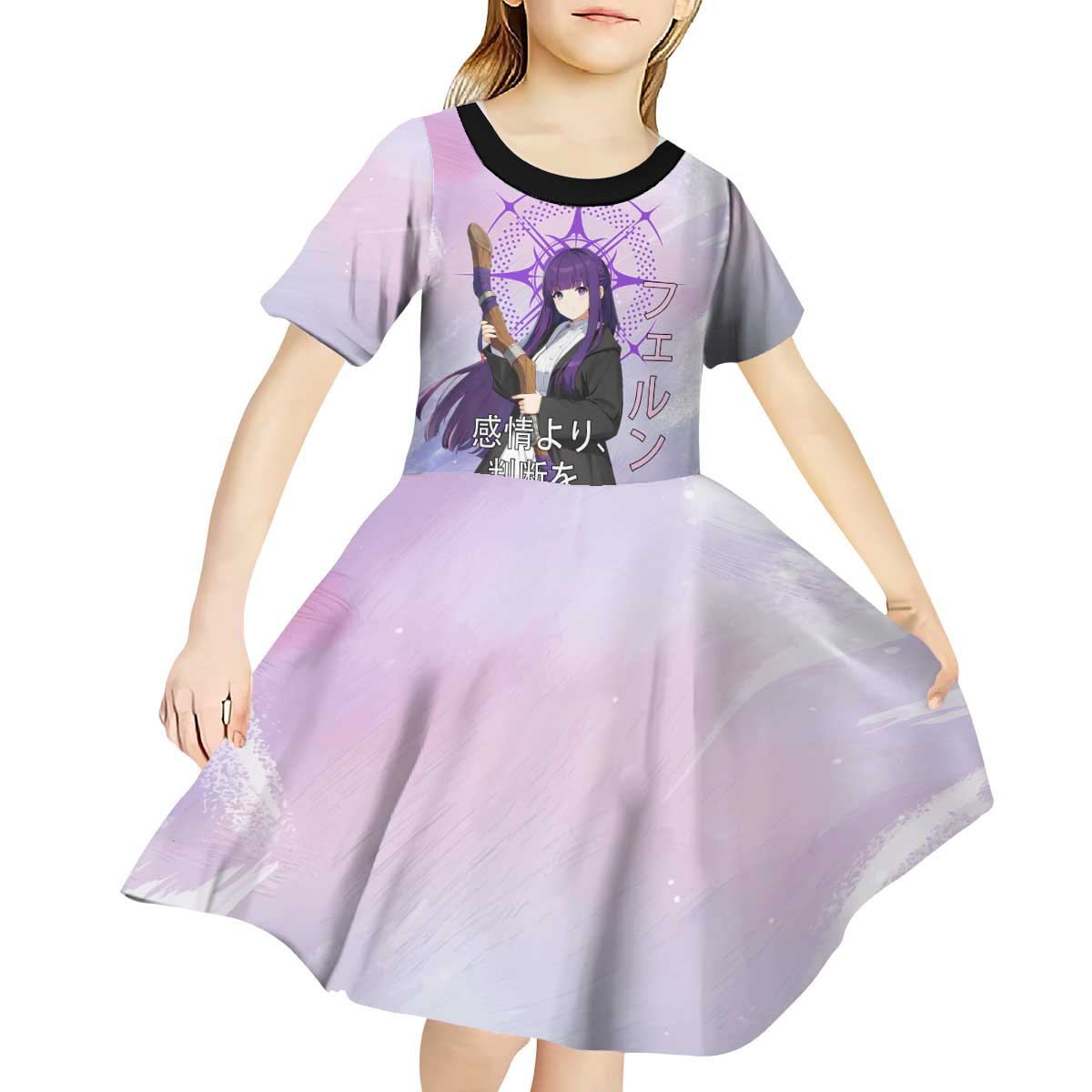 Fern Frieren Beyond Journey’s End Kid Short Sleeve Dress Anime Pastel Aesthetic