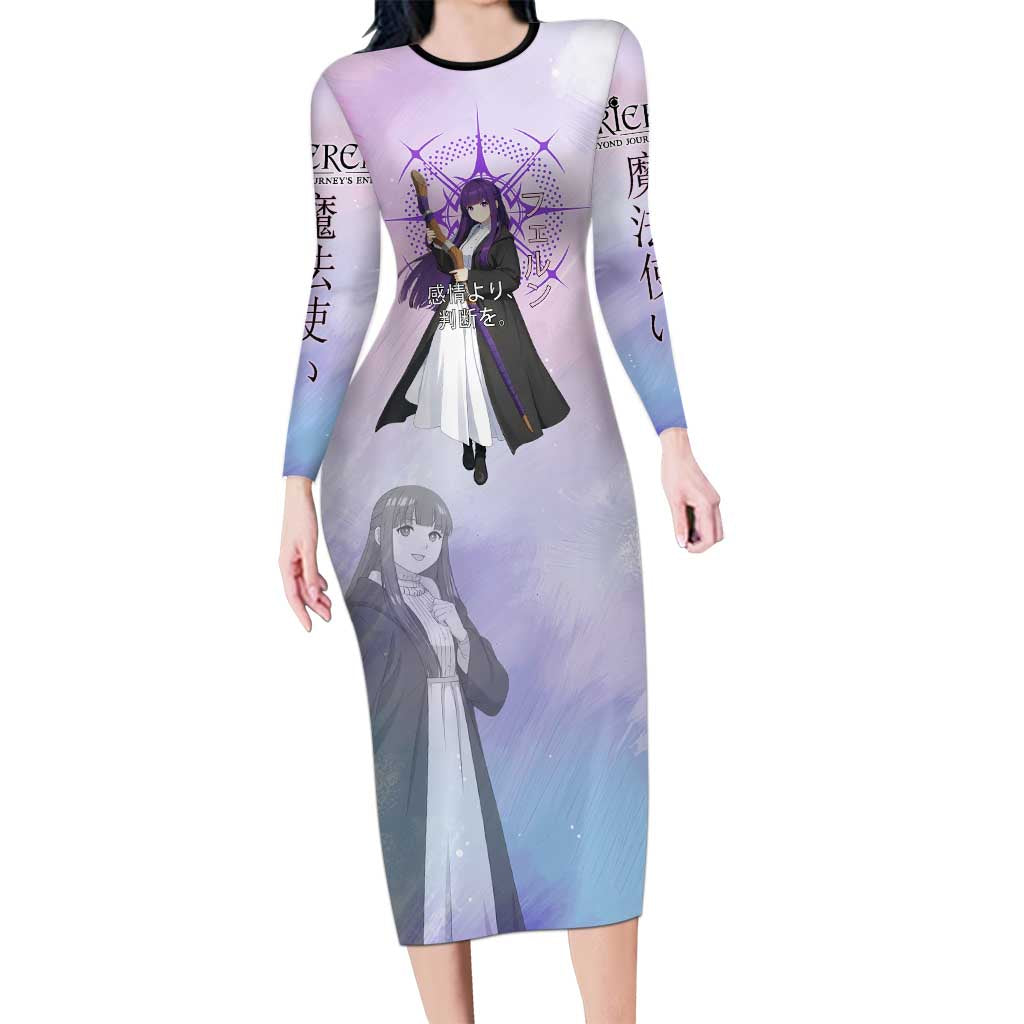 Fern Frieren Beyond Journey’s End Long Sleeve Bodycon Dress Anime Pastel Aesthetic