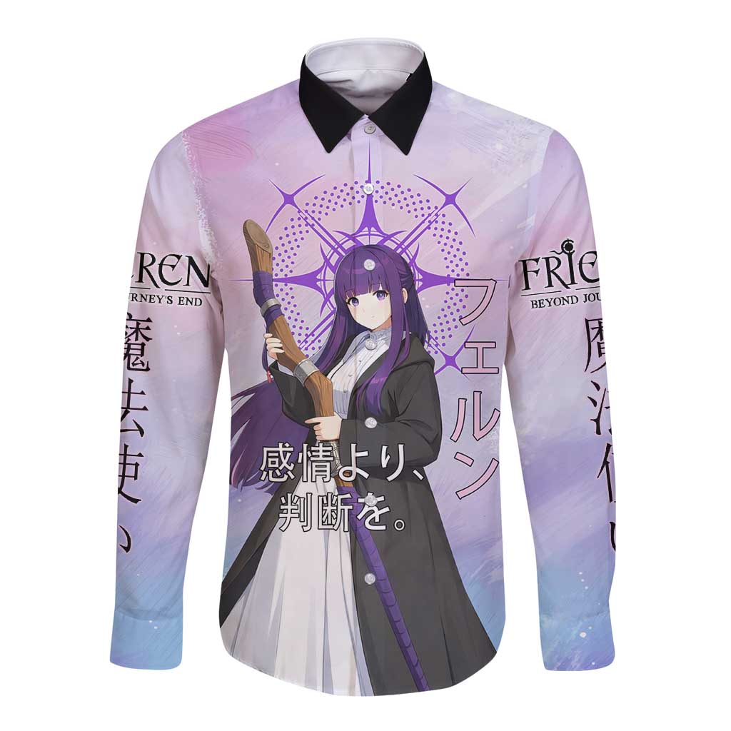 Fern Frieren Beyond Journey’s End Long Sleeve Button Shirt Anime Pastel Aesthetic