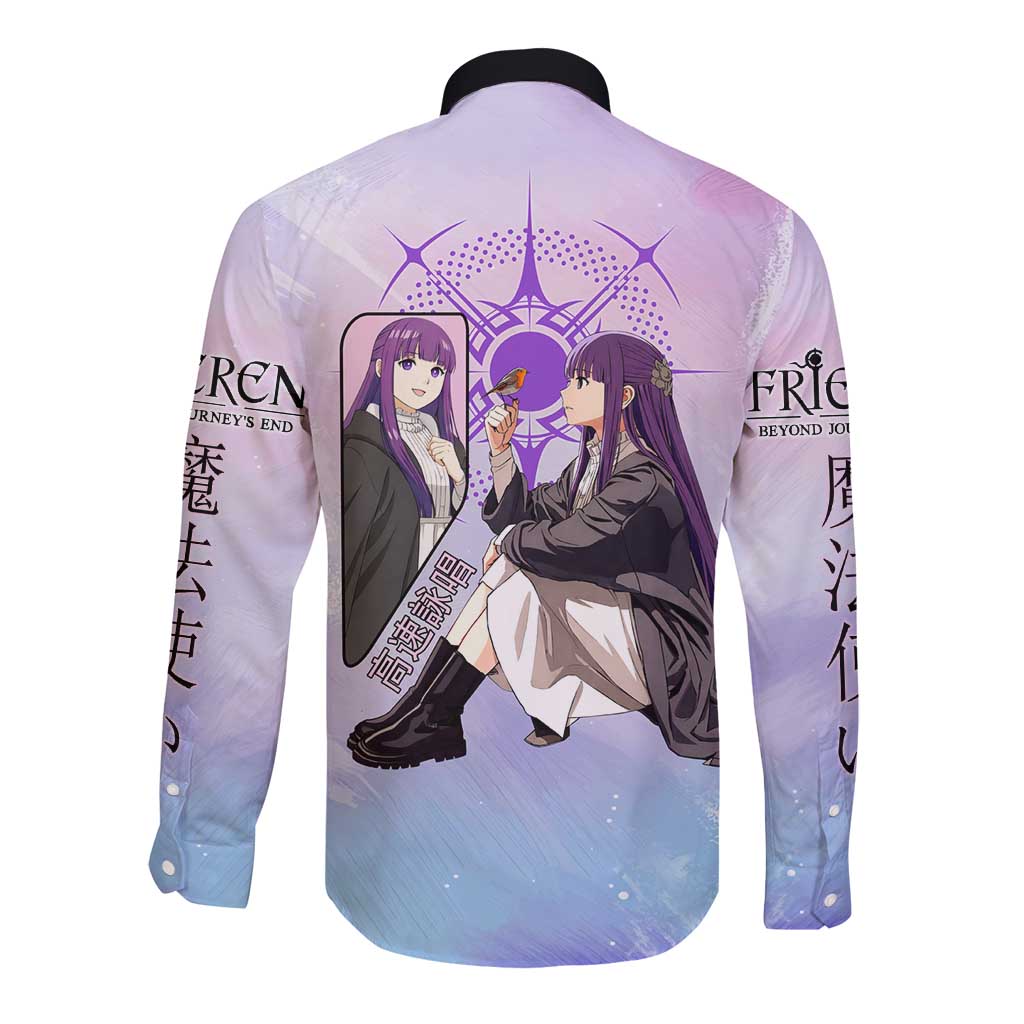 Fern Frieren Beyond Journey’s End Long Sleeve Button Shirt Anime Pastel Aesthetic